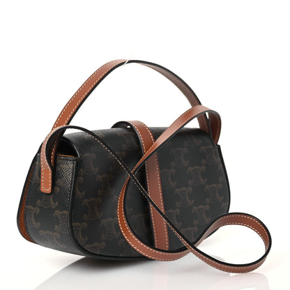 Celine Triomphe Canvas Calfskin Tabou Clutch on Strap Tan 3 of 11