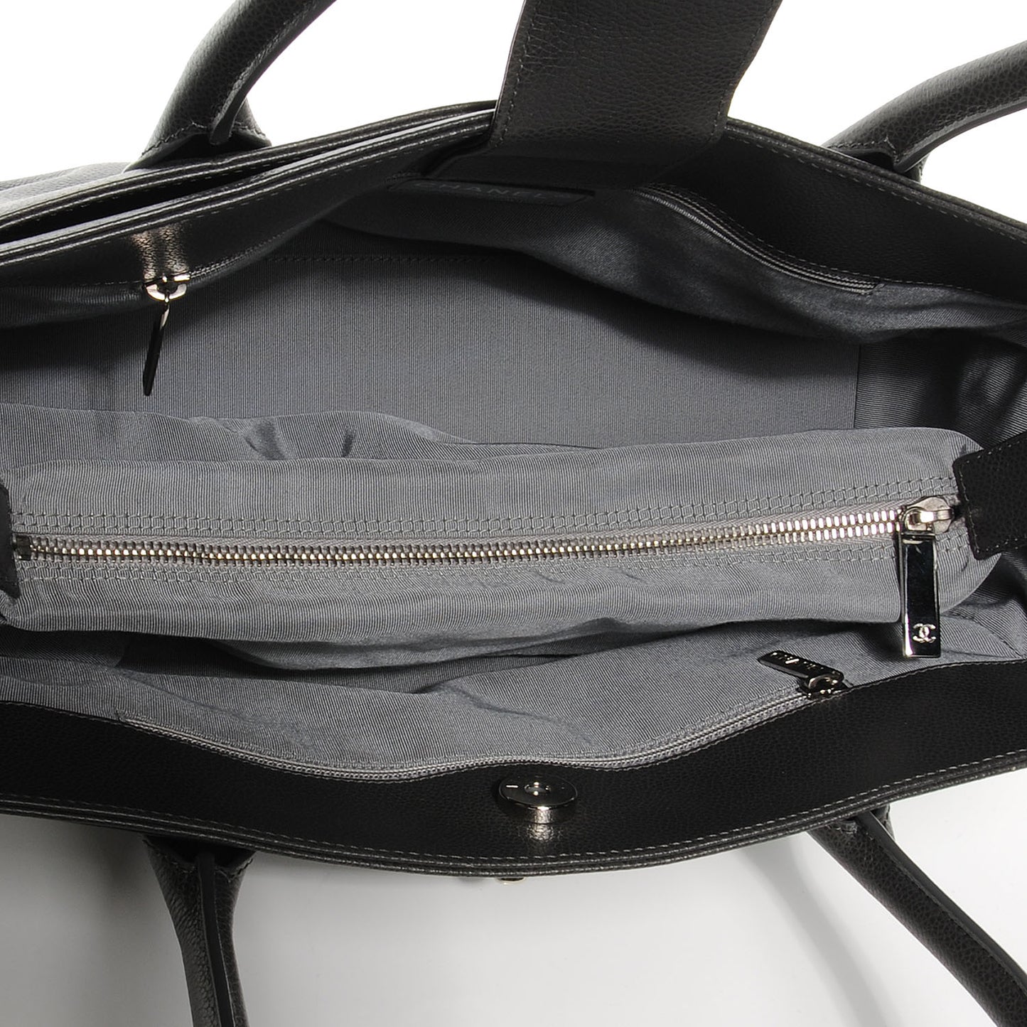 Calfskin Small Cerf Shopper Tote Dark Grey