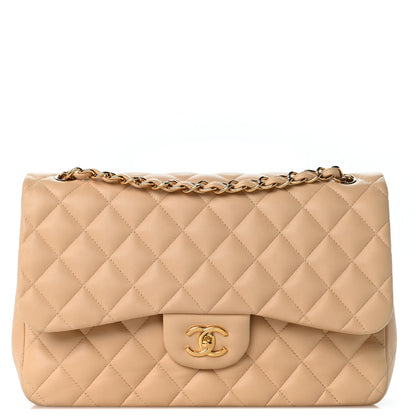 Chanel Lambskin Quilted Jumbo Double Flap Light Beige 1 of 12