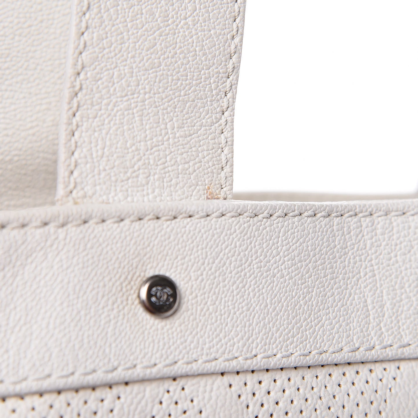 Goatskin Perforated Large CC Tote White