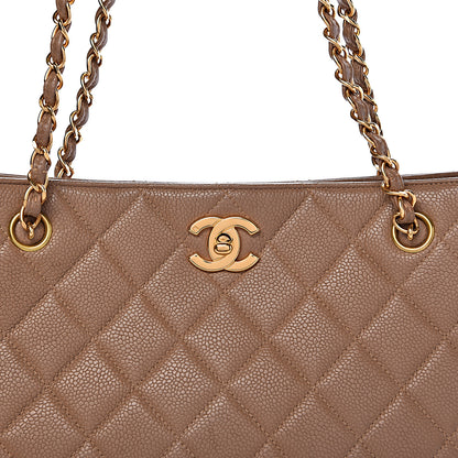 Chanel Caviar Quilted Shopping Tote Dark Beige 9 of 12