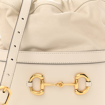 Gucci Azalea Sakai Calfskin Horsebit 1955 Drawstring Bucket Bag Mystic White 8 of 11