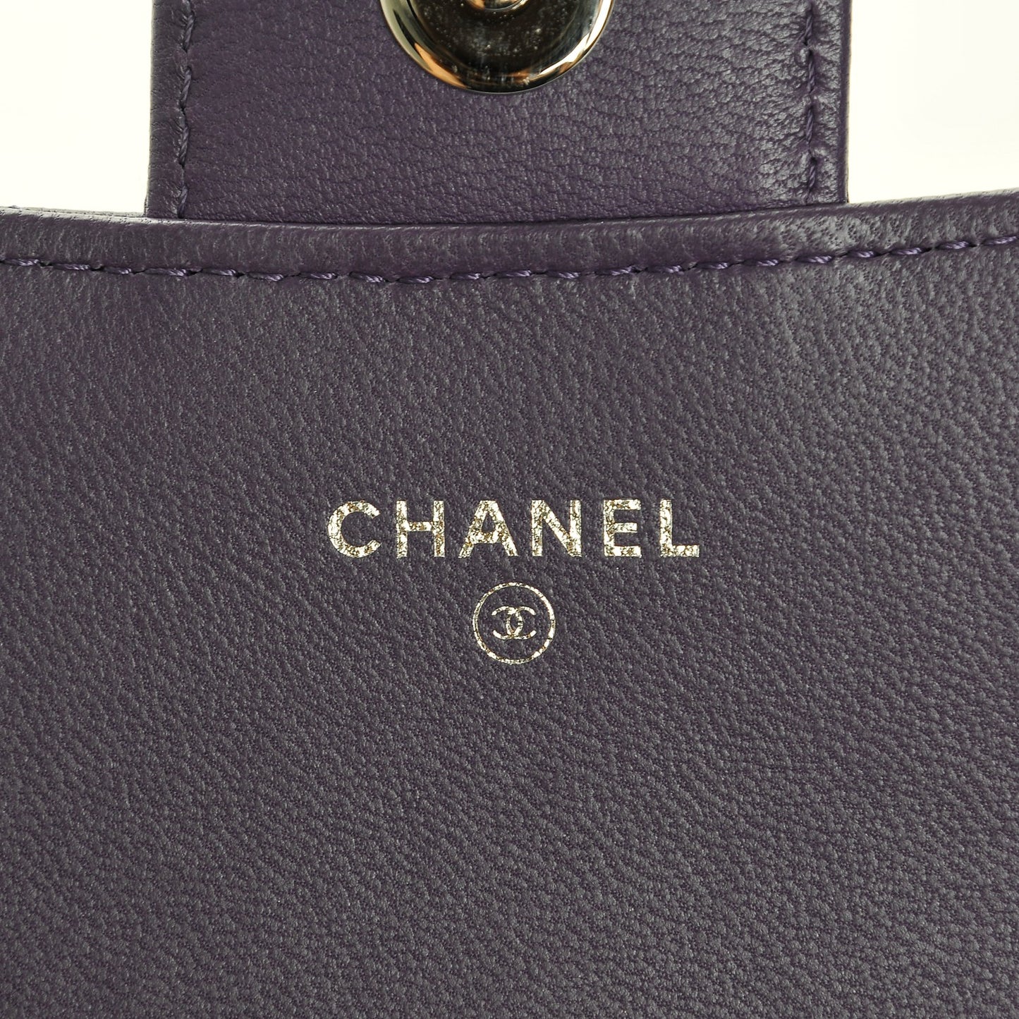 Lambskin Quilted Wallet on Removable Chain Purple
