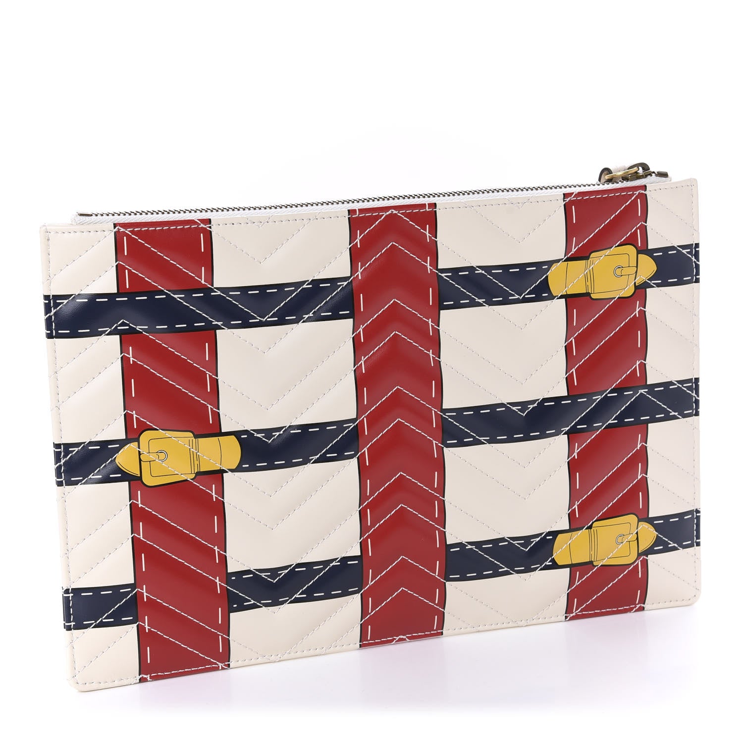 Gucci Calfskin Matelasse Trompe L'Oeil Print GG Marmont Zip Pouch White 3 of 8