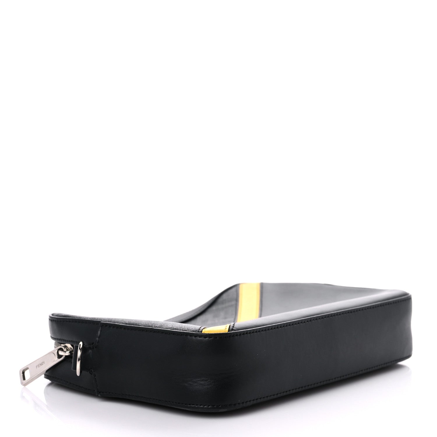 Fendi Glazed Fabric Vitello Liberty FF 1974 Diagonal Medium Camera Case Black Sunflower 5 of 13