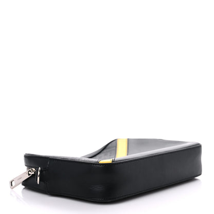 Fendi Glazed Fabric Vitello Liberty FF 1974 Diagonal Medium Camera Case Black Sunflower 5 of 13