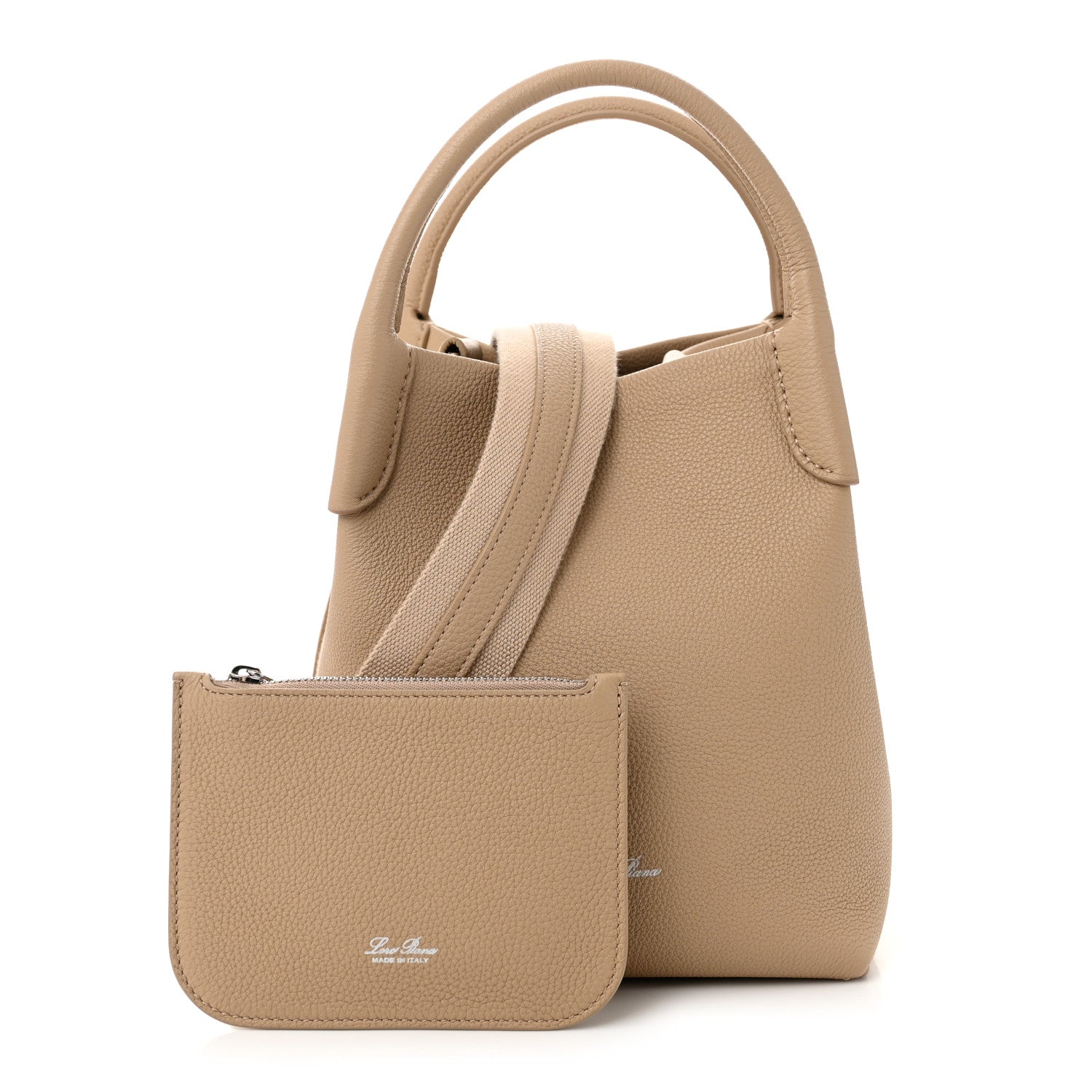 Loro Piana Grained Calfskin Micro Bale Bag Light Mastic 1677331