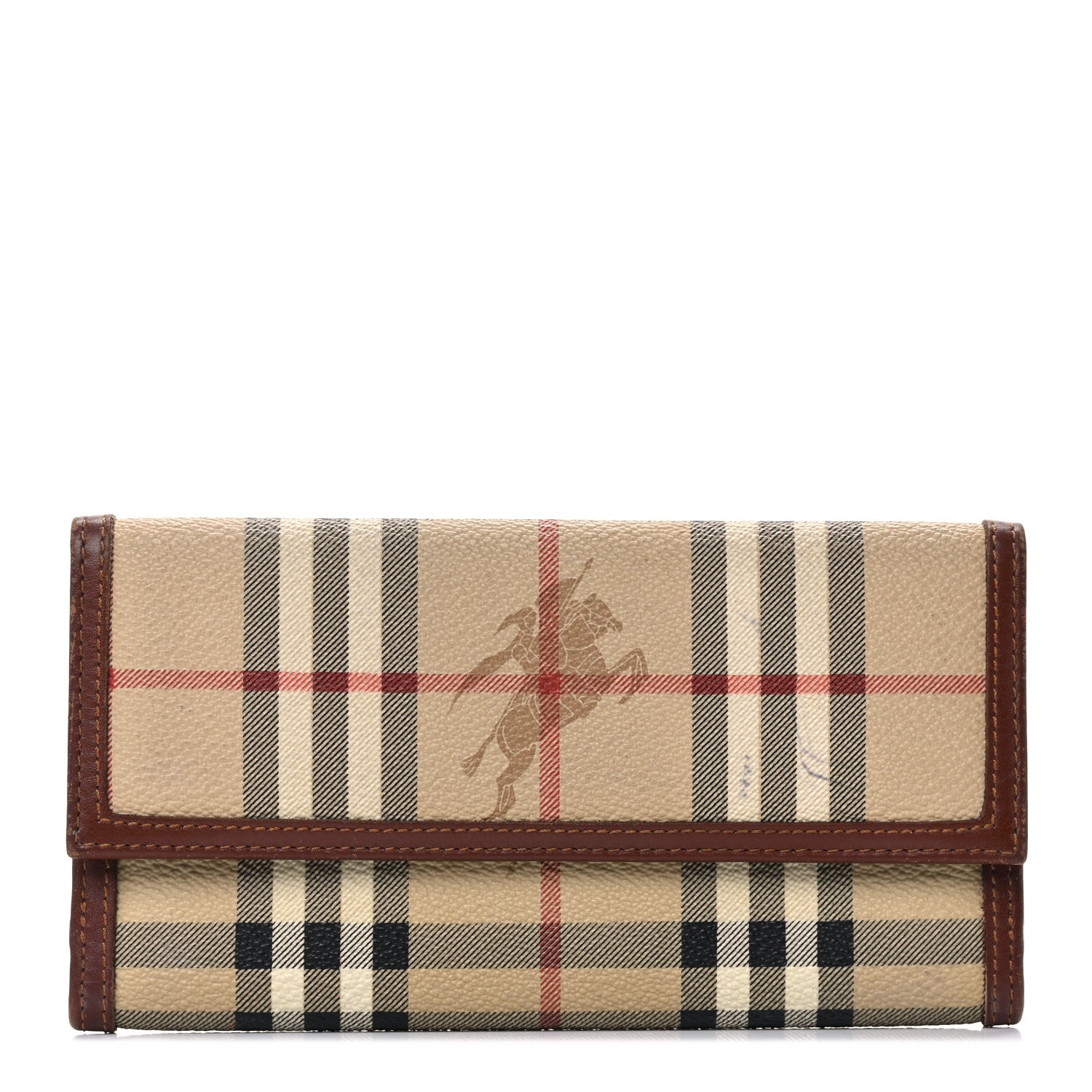 Burberry Haymarket Check Penrose Continental Wallet Tan 1 of 13