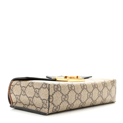 Gucci GG Supreme Monogram Calfskin Mini Padlock Top Handle Shoulder Bag Beige Black Cuir 4 of 13