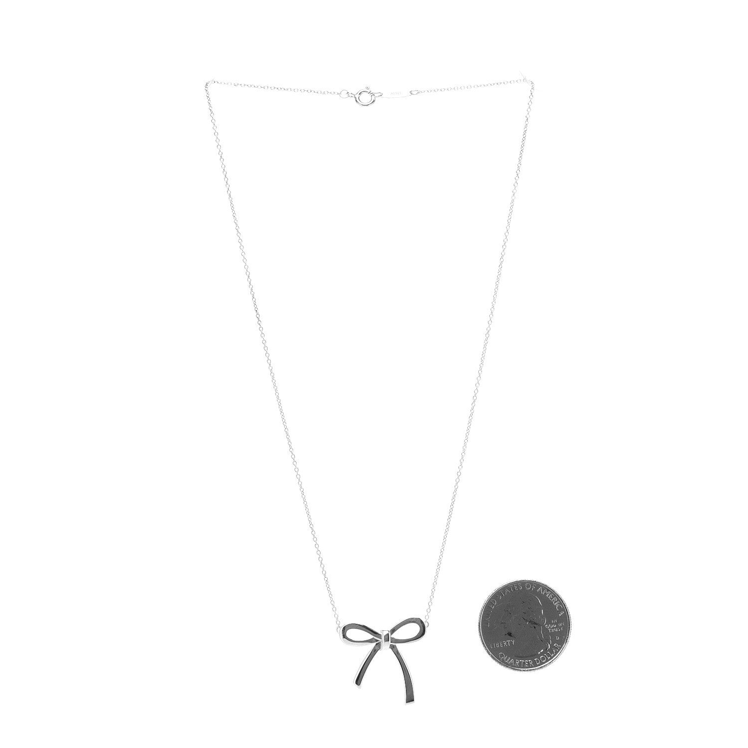 Tiffany Sterling Silver Bow Pendant Necklace 3 of 5