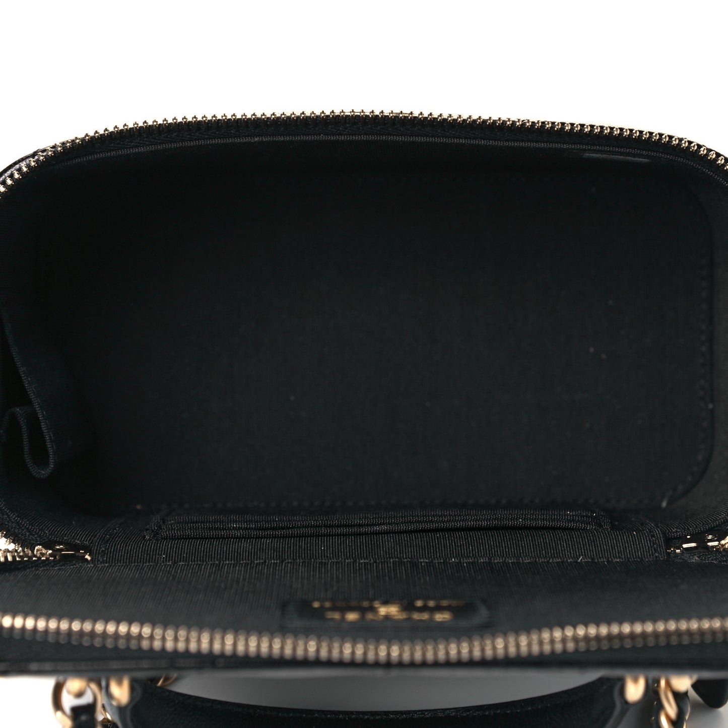 Lambskin Quilted Small Top Handle Vanity Case With Chain Black