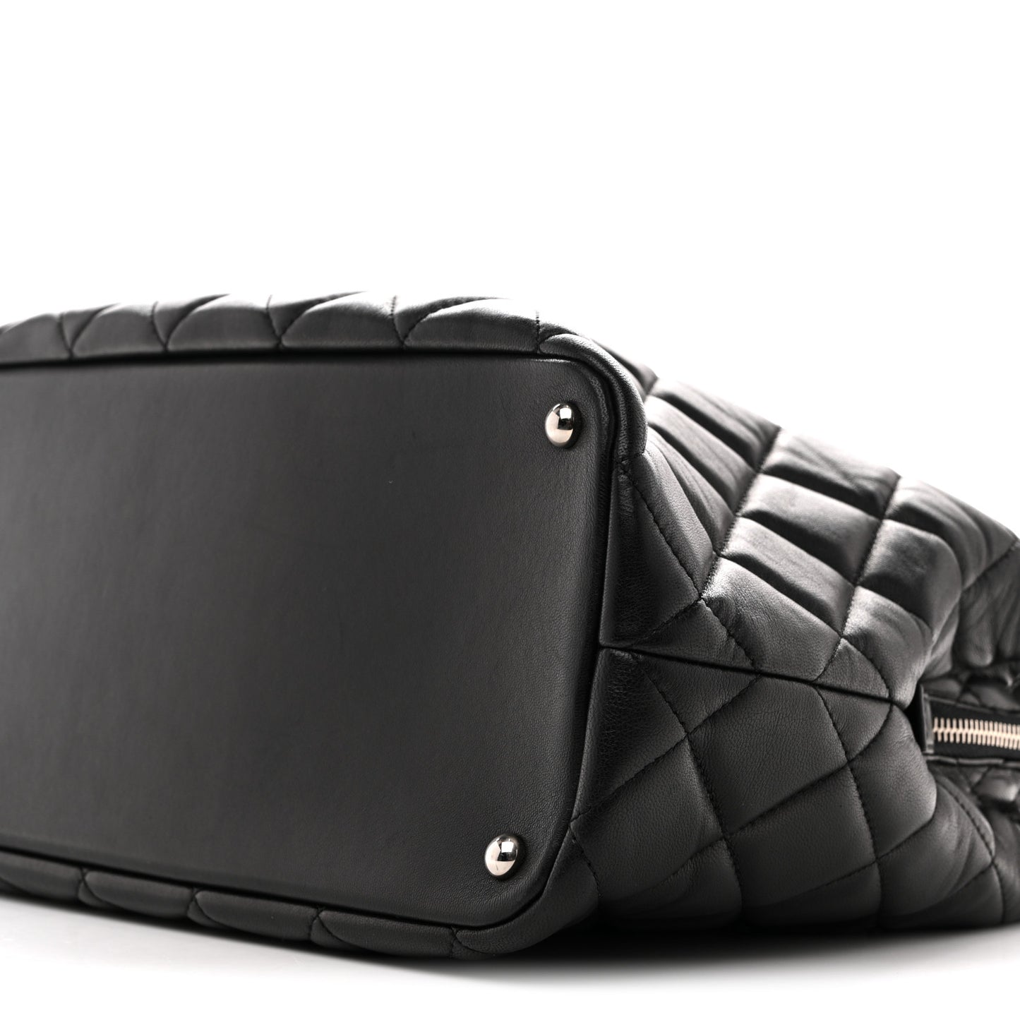 Lambskin Quilted Chic and Soft Shopping Tote Black