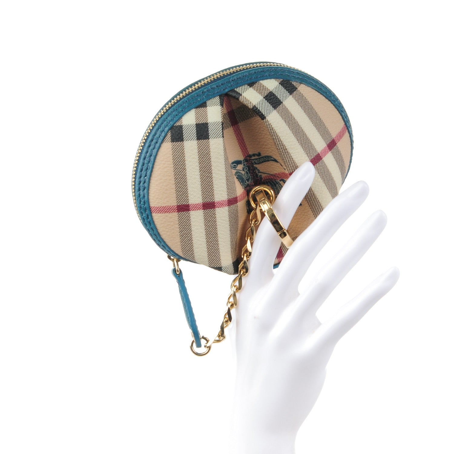 Burberry Haymarket Check Round Key Pouch Blue 2 of 6