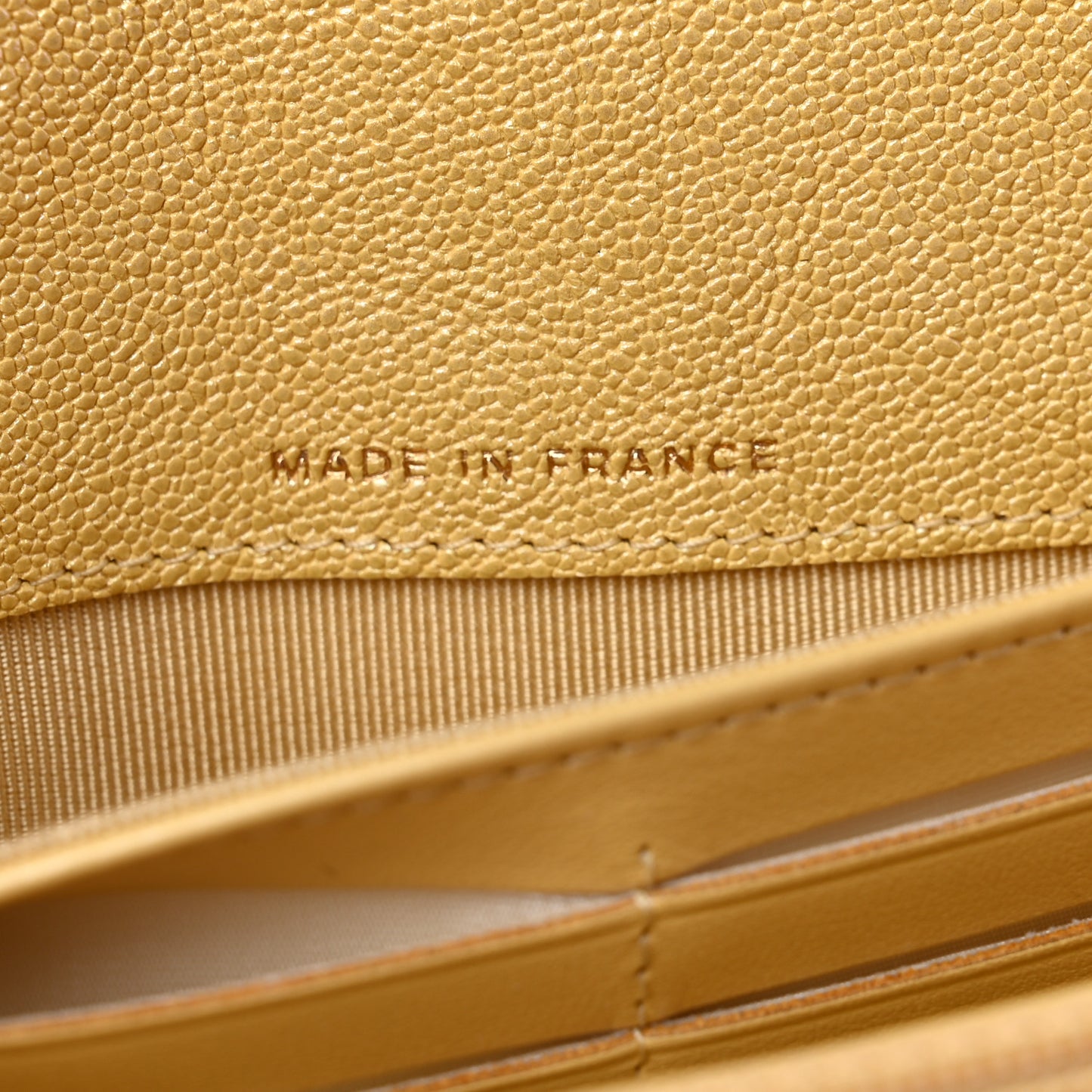 Iridescent Caviar Quilted Long Gusset Flap Wallet Yellow