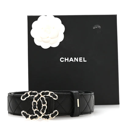 Chanel Calfskin Quilted CC Chain Belt 80 32 Black 6 of 6