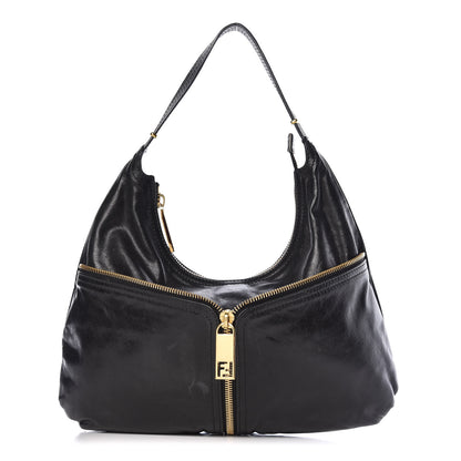 Fendi Goatskin Zipper Hobo Black 1 of 10