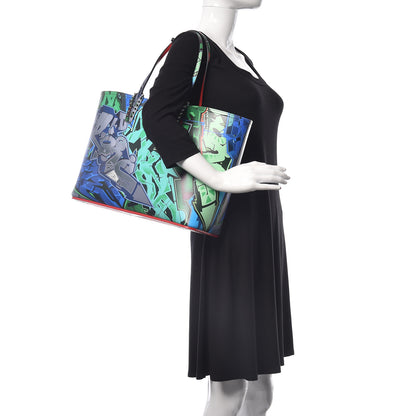 Christian Louboutin Calfskin Metro Graf Spikes East West Cabata Tote Green Multicolor 2 of 13
