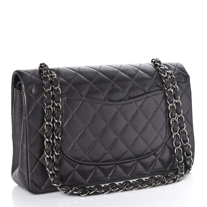 Chanel Metallic Lambskin Quilted Medium Double Flap Pewter 2 of 13