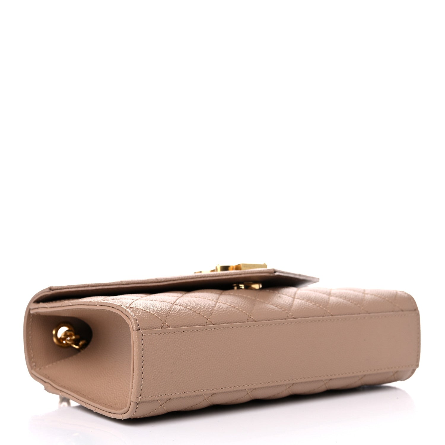 Saint Laurent Grain De Poudre Textured Mixed Matelasse Triquilt Small Monogram Satchel Dark Beige 4 of 11