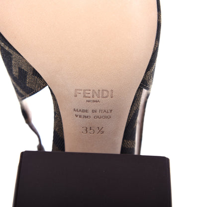 Fendi Jacquard Calfskin FF Tortoise Promenade Slingback Loafer Pumps 35.5 Tobacco 9 of 10