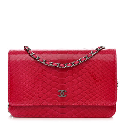 Chanel Snakeskin Wallet On Chain WOC Pink 1 of 11