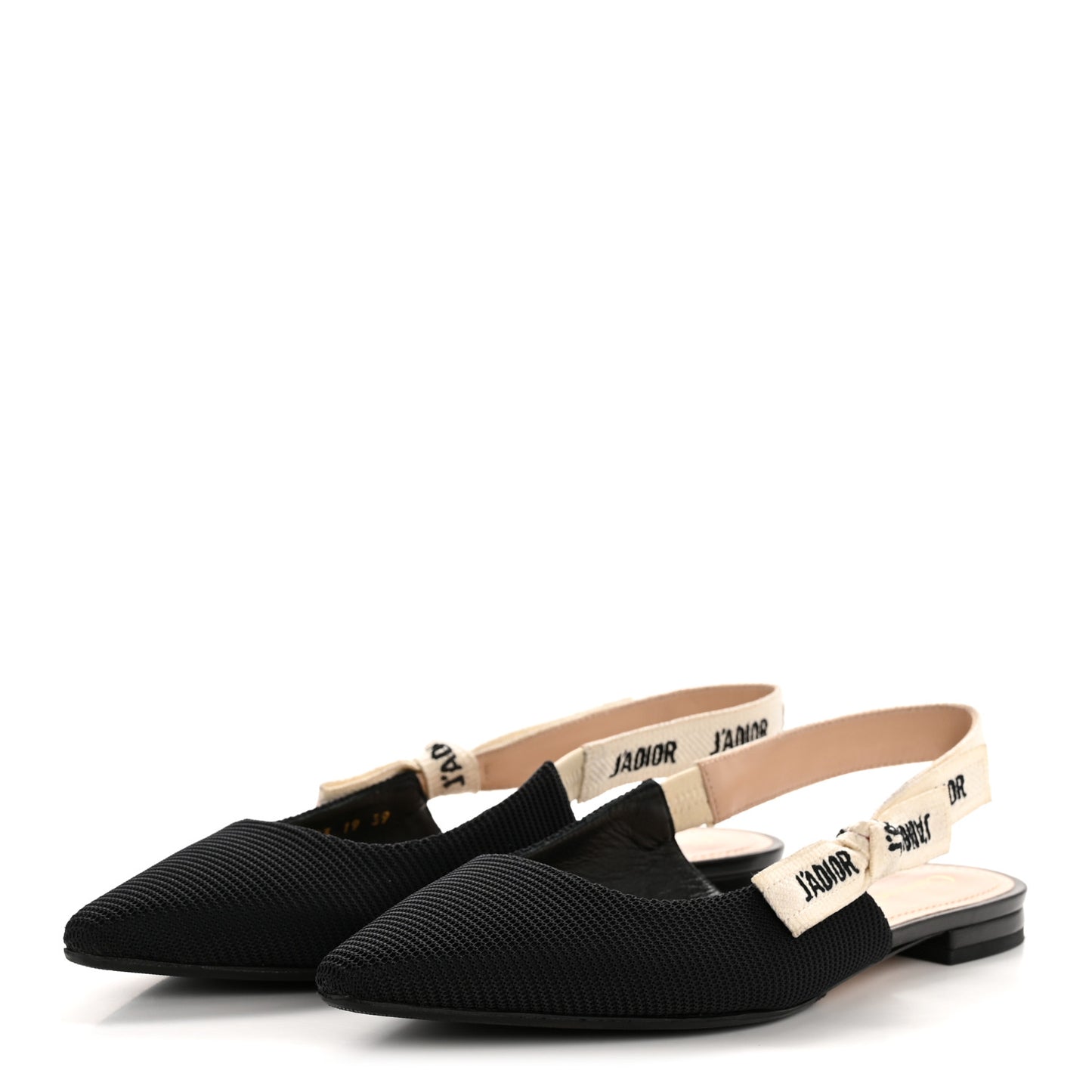 Technical Canvas Ribbon J'Adior Slingback Ballet Flats 39 Black