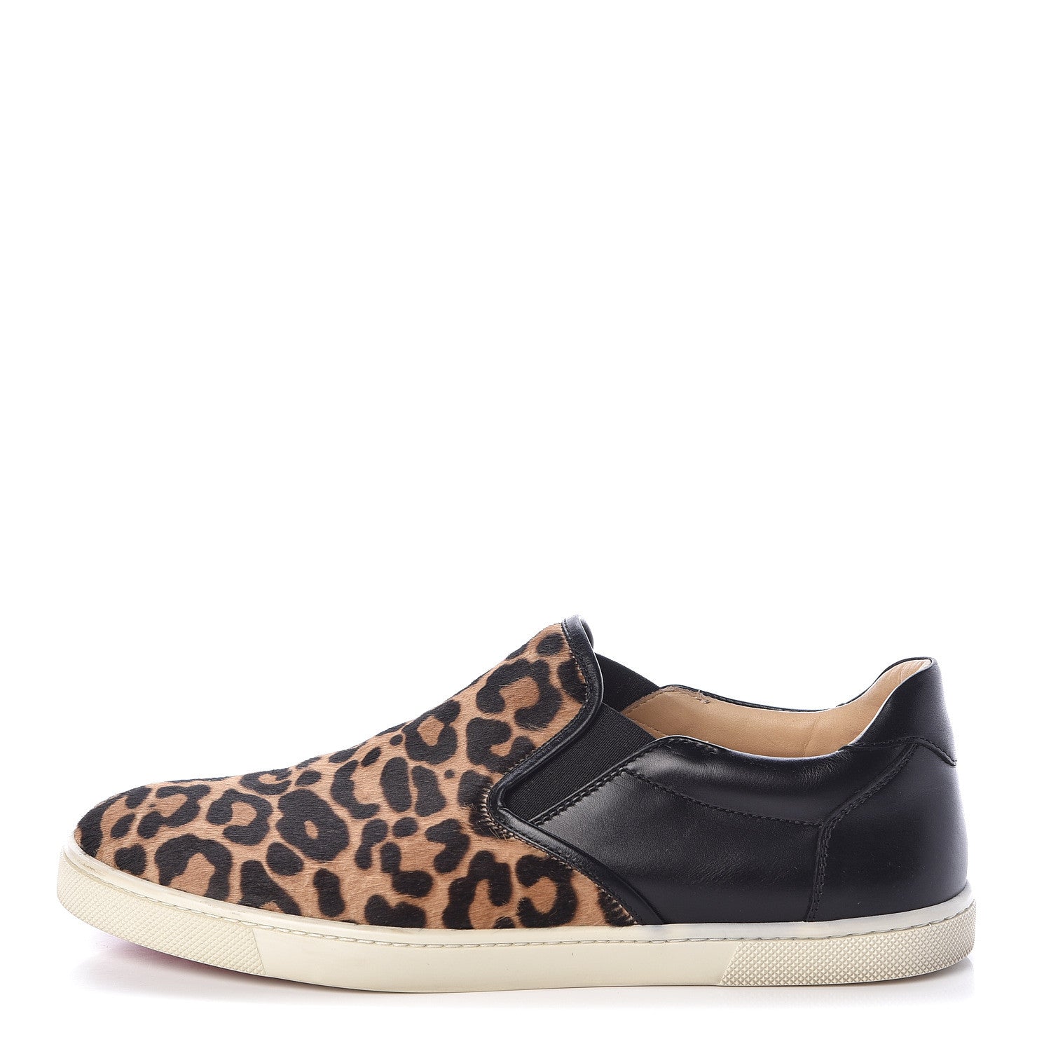 Christian Louboutin Pony Hair Jaguar Print Womens Master Key Flat Skate Sneakers 38 Brown Black 1 of 10