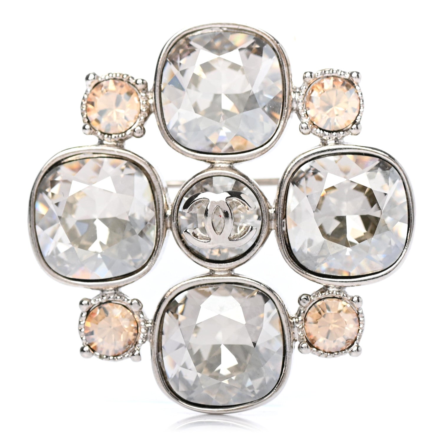 Chanel Crystal Baguette CC Brooch Silver 1 of 3
