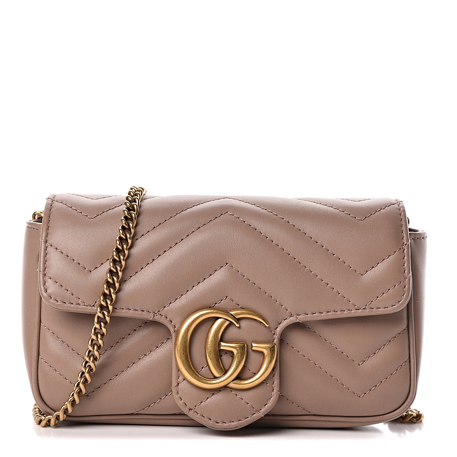 Gucci Calfskin Matelasse Super Mini GG Marmont Shoulder Bag Porcelain Rose 1 of 11
