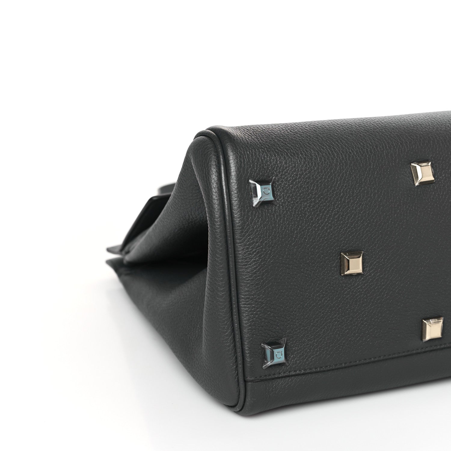 Salvatore Ferragamo Calfskin Studio Bag Dark Grey 8 of 9