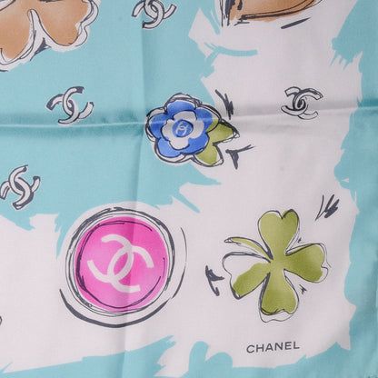 Chanel Silk CC Camellia Clover Heart Scarf 3 of 5