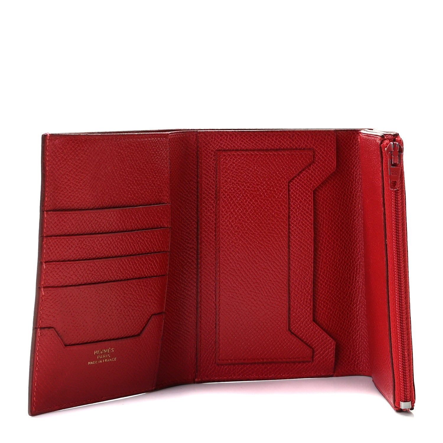 Hermes Courchevel Tri-Fold Compact Wallet Rouge Vif 5 of 9