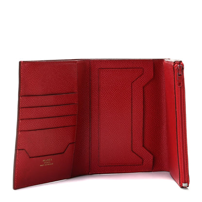Hermes Courchevel Tri-Fold Compact Wallet Rouge Vif 5 of 9