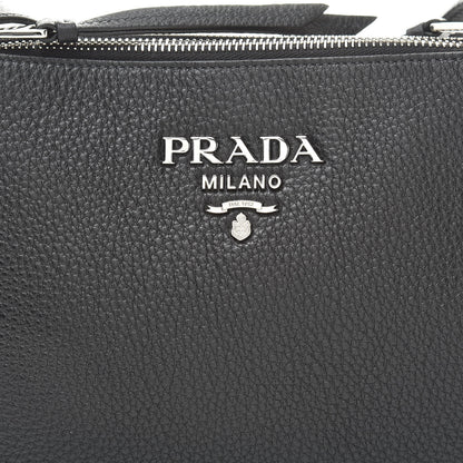 Prada Vitello Daino Double Zip Crossbody Bag Black 9 of 11