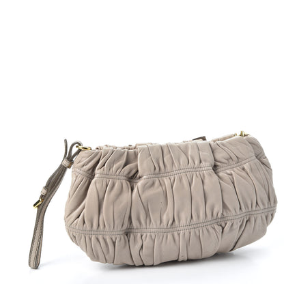 Prada Nappa Gaufre Bow Wristlet Clutch Pomice 2 of 8
