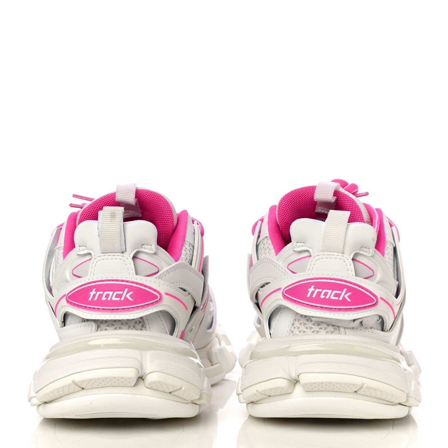 Mesh Rubber Bi-Color Womens Track Sneakers 35 Fluo Pink White