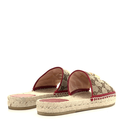 Gucci Monogram Matelasse GG Marmont Espadrille 20mm Slide Sandals 37.5 Beige Ebony New Cherry Red 4 of 14