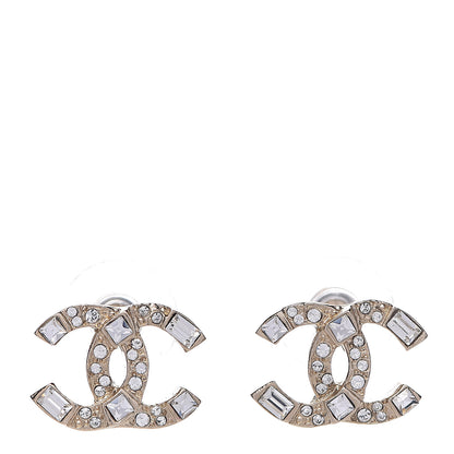 Chanel Crystal Baguette CC Earrings Gold 1 of 5