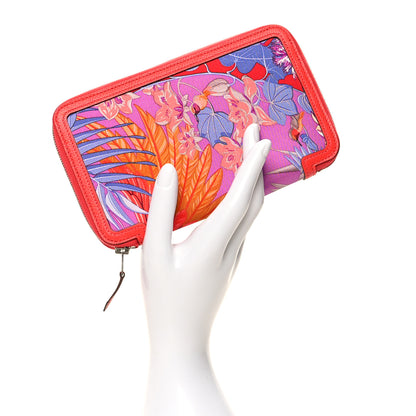 Hermes Epsom Printed Silk Flamingo Party Soie-Cool Wallet Rose Jaipur 3 of 10