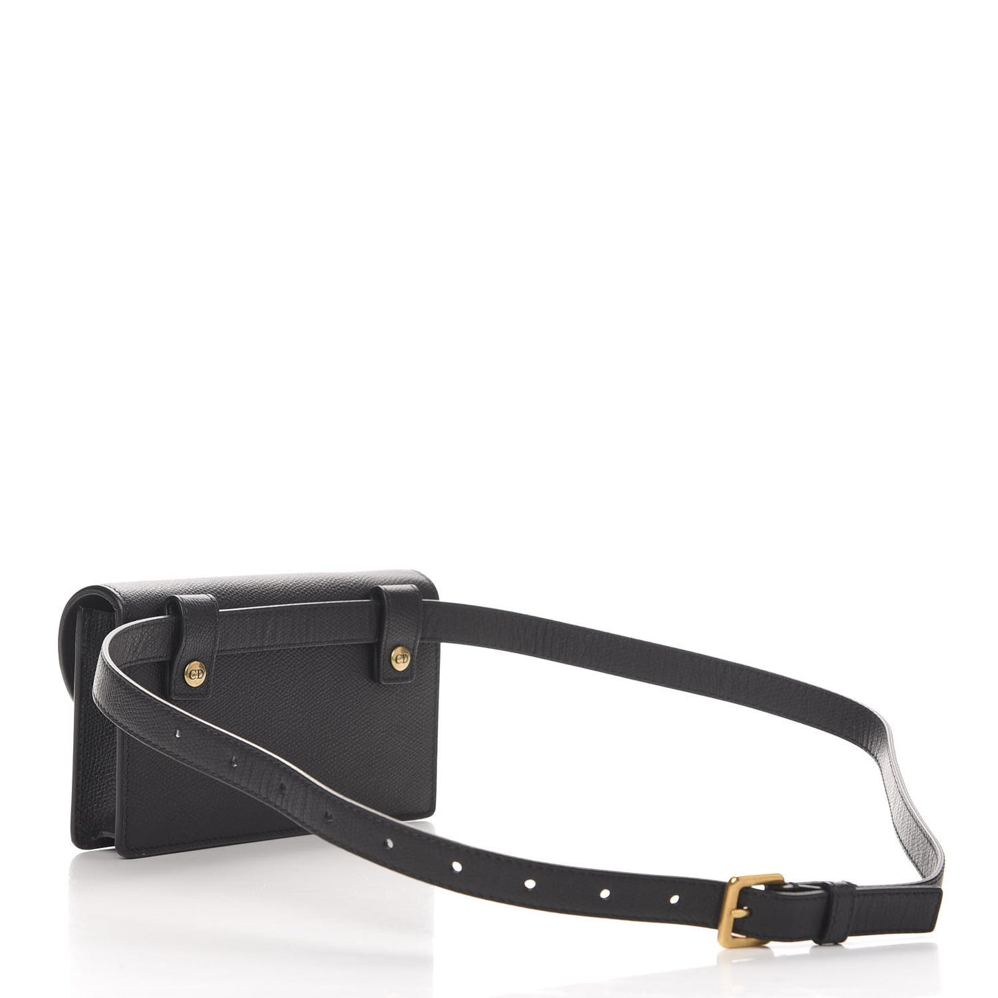Grained Calfskin Saddle Belt Clutch Black
