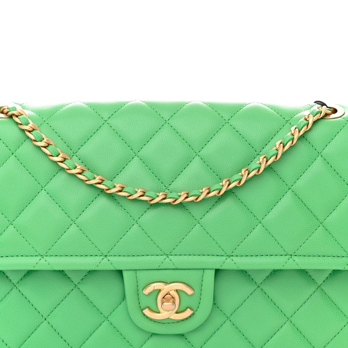 Caviar Quilted Large Sweet Classic Flap Green