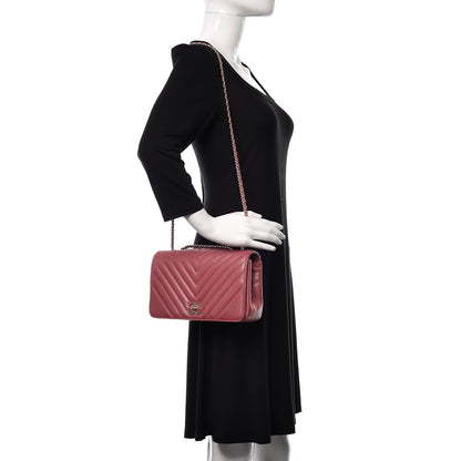 Chanel Calfskin Chevron Quilted Statement Flap Pink 2 of 12