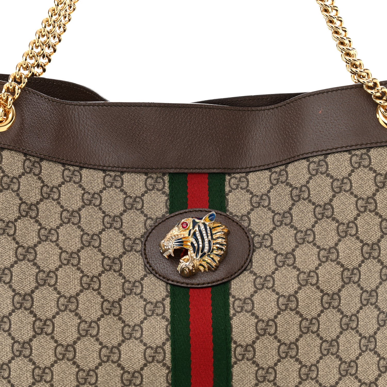 Gucci GG Supreme Monogram Large Rajah Chain Tote Beige New Acero 9 of 12