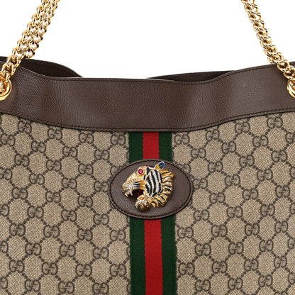Gucci GG Supreme Monogram Large Rajah Chain Tote Beige New Acero 9 of 12