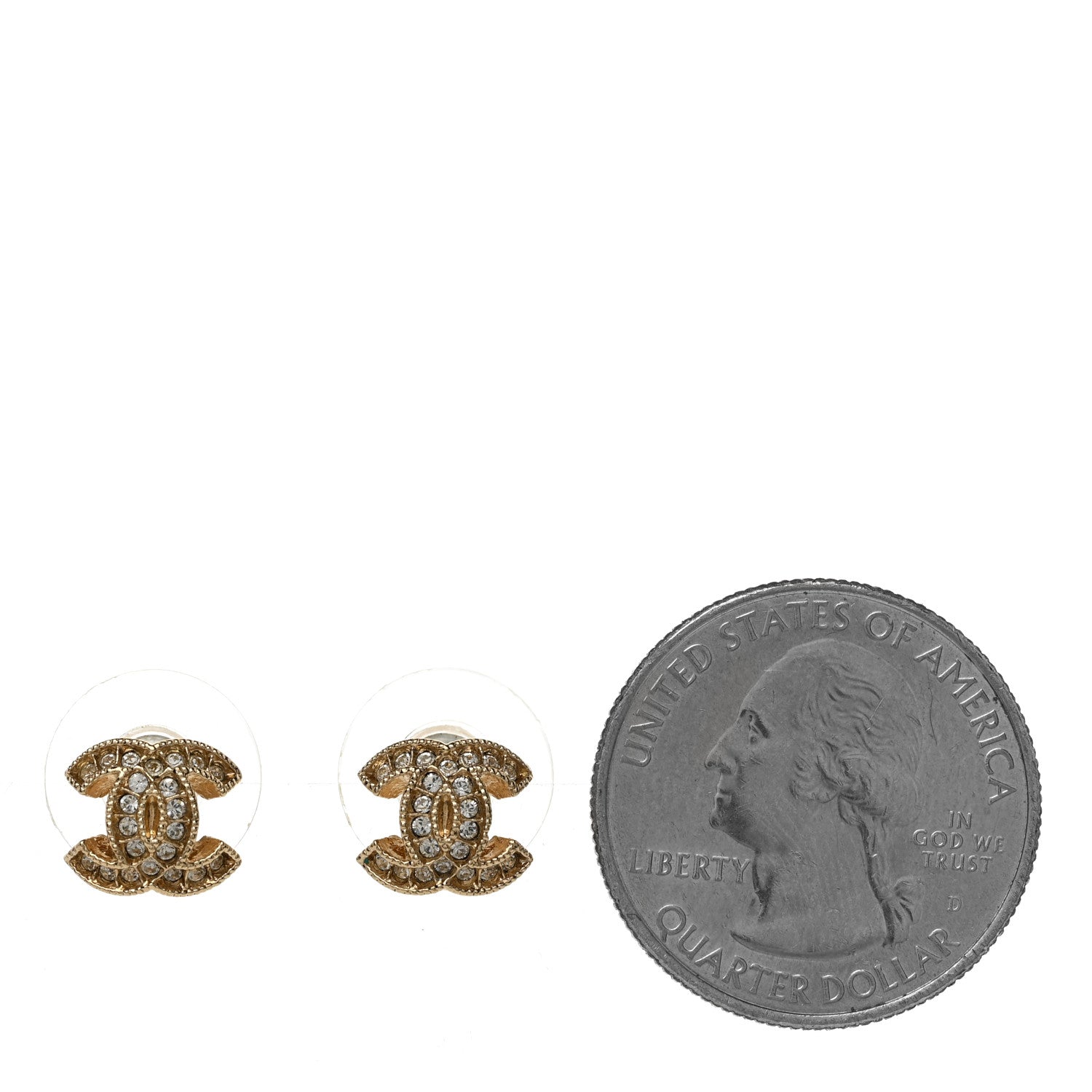 Chanel Crystal Timeless CC Earrings Light Gold 2 of 4