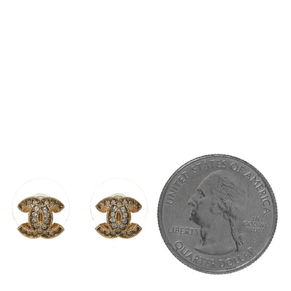 Chanel Crystal Timeless CC Earrings Light Gold 2 of 4