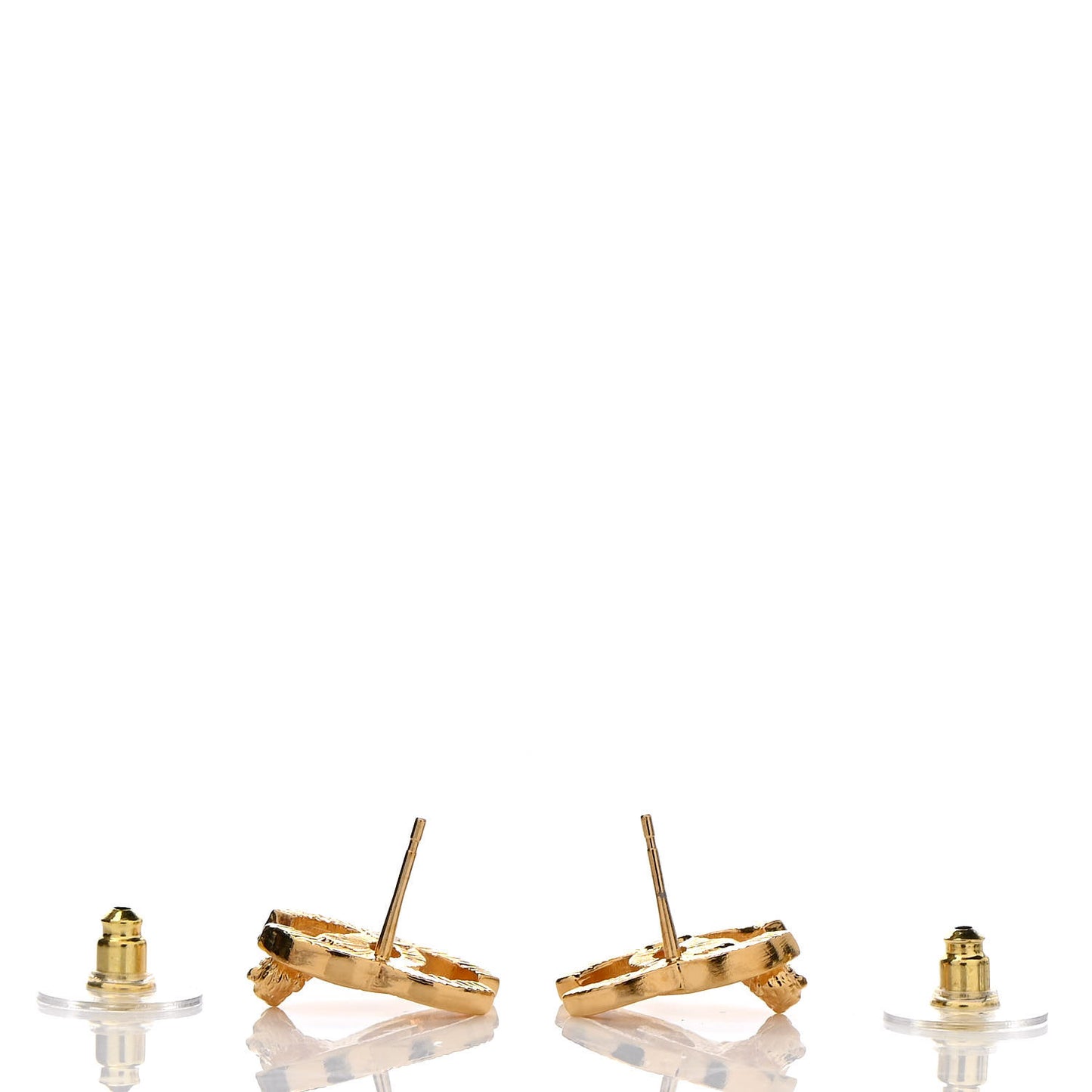 Metal CC Lion Earrings Gold