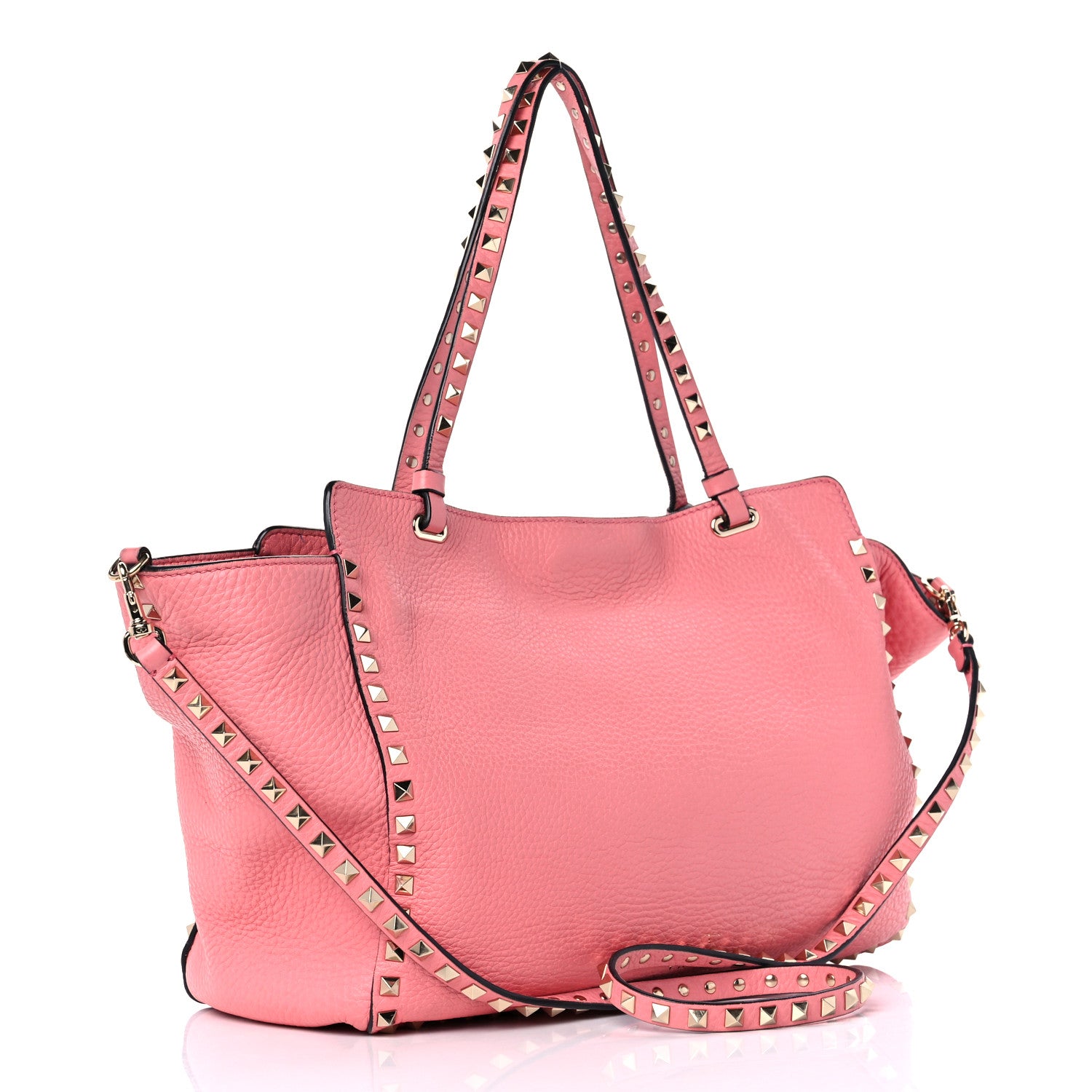 Valentino Garavani Pebbled Calfskin Medium Rockstud Tote Paradise Rose 3 of 13