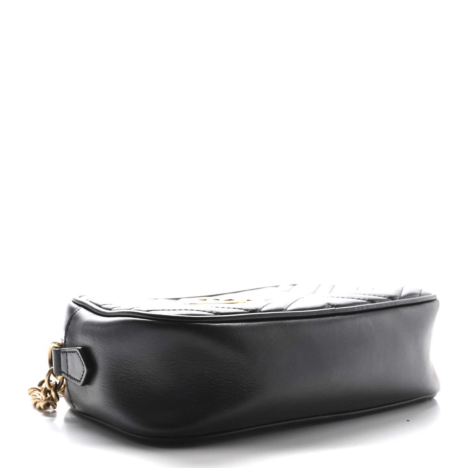 Gucci Calfskin Matelasse Small GG Marmont Chain Shoulder Bag Black 4 of 11