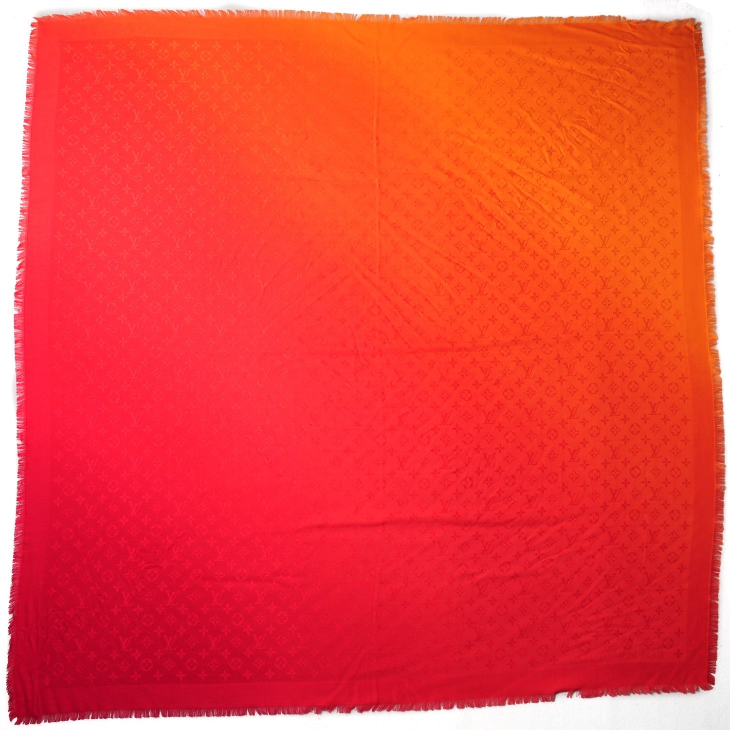 Louis Vuitton Silk Wool Monogram Sunrise Shawl Corail 3 of 6